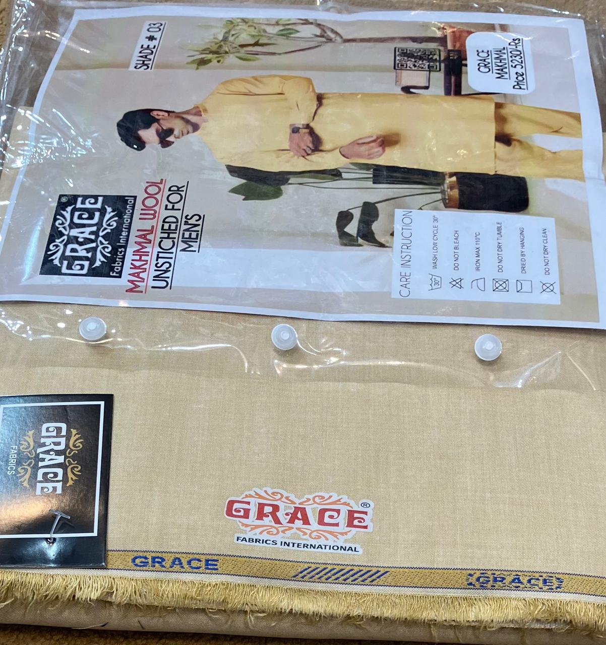 Grace Fabrics International Makhmal Wool – Unstitched for Men (Golden Beige)